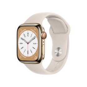 Apple Watch Series 8 OLED 41 mm Numérique 352 x 430 pixels Écran tactile 4G Or Wifi GPS (satellite)