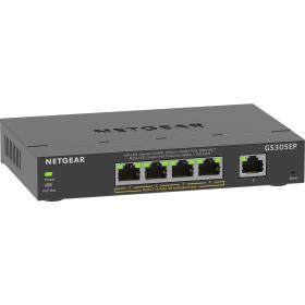 NETGEAR GS305EP Switch 5 Port Gigabit Ethernet LAN PoE Switch Plus (mit 4x PoE+ 63W, Managed Netzwerk Switch mit IGMP Snooping,