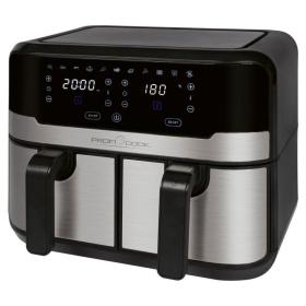 ProfiCook PC-FR 1242 H Double 9 L Stand-alone 2400 W Hot air fryer Black, Stainless steel