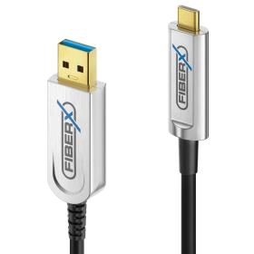 FiberX FX-I630-010 USB Kabel 10 m USB 3.2 Gen 1 (3.1 Gen 1) USB C USB A Schwarz, Silber