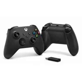 Microsoft Xbox Wireless Controller + Wireless Adapter for Windows 10 Black Gamepad PC, Xbox One, Xbox One S, Xbox One X, Xbox
