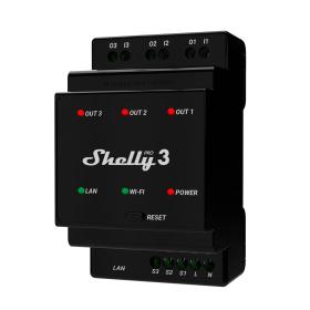 Shelly Pro 3 alimentación del relé Negro