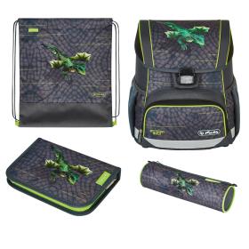 Herlitz Loop Plus Dragon Tale school bag set Boy Polyester Green, Grey
