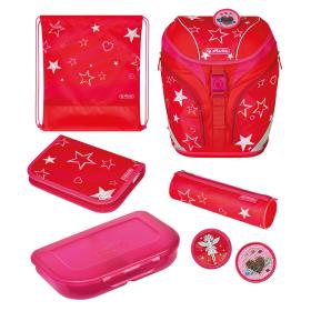 Herlitz SoftLight Plus Stars&Strips juego de mochila escolar Chica Poliéster Rosa, Rojo