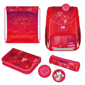 Herlitz UltraLight Plus Sweet Hearts juego de mochila escolar Chica Poliéster Rojo