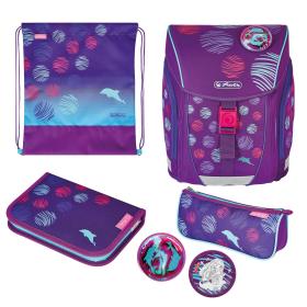 Herlitz FiloLight Plus Sea Bubbles juego de mochila escolar Chica Poliéster Azul, Púrpura