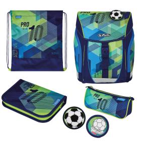 Herlitz FiloLight Plus Green Goal juego de mochila escolar Niño Poliéster Azul, Verde