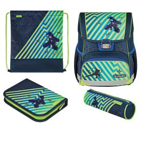 Herlitz Loop Plus Funky Ninja school bag set Boy Polyester Green, Navy