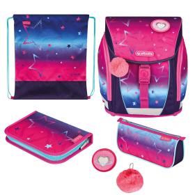 Herlitz FiloLight Plus Pink Stars juego de mochila escolar Chica Poliéster Azul, Rosa