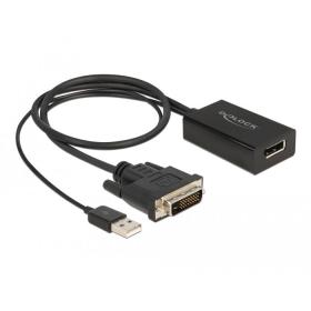 DeLOCK 63189 adaptador de cable de vídeo 0,5 m DVI DisplayPort Negro