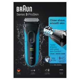 Braun Series 3 ProSkin 3045s Rasoir à grille Tondeuse Noir, Bleu