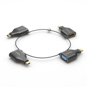 PureLink IQ-AR300 câble vidéo et adaptateur 4 x USB Type-C DisplayPort + Mini DisplayPort + HDMI + VGA Noir, Or