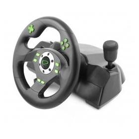 Esperanza EGW101 Gaming Controller Black, Green USB Steering wheel Digital Playstation, Playstation 3