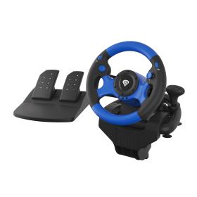 GENESIS SEABORG 350 Black, Blue USB Steering wheel + Pedals Nintendo Switch, PC, PlayStation 4, Playstation 3, Xbox 360, Xbox