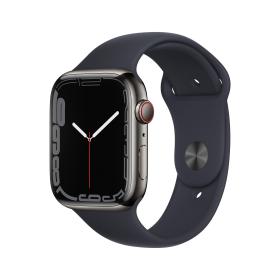 Apple Watch Series 7 OLED 45 mm Numérique 396 x 484 pixels Écran tactile 4G Graphite Wifi GPS (satellite)