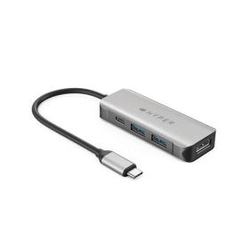 HYPER HD41-GL laptop dock port replicator USB 2.0 Type-C Black, Grey