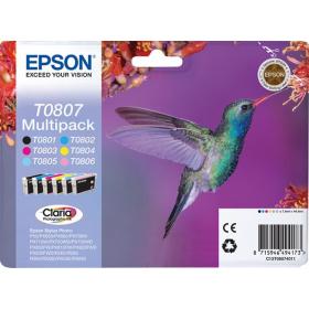 Epson Hummingbird Multipack "Colibri" (T0807) - Encres Claria N, C, M, J, Cc, Mc