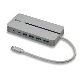Lindy 43360 laptop-dockingstation & portreplikator Kabelgebunden USB 3.2 Gen 1 (3.1 Gen 1) Type-C Silber, Weiß