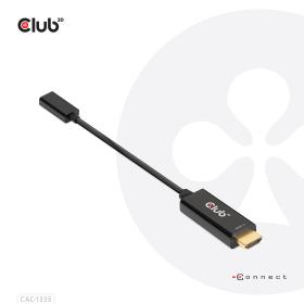 CLUB3D CAC-1333 adaptador de cable de vídeo 0,22 m HDMI tipo A (Estándar) USB Tipo C Negro