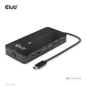 CLUB3D Type-C 7-in-1 hub with 2x HDMI, 2x USB Gen1 Type-A, 1x RJ45, 1x 3.5mm Audio, 1x USB Gen1 Type-C 100W Female port