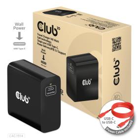 CLUB3D Cargador de viaje de 140 vatios con tecnología GaN, puerto único USB Tipo-C, soporte de Power Delivery(PD) 3.1