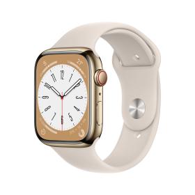Apple Watch Series 8 OLED 45 mm Numérique 396 x 484 pixels Écran tactile 4G Or Wifi GPS (satellite)