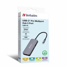 Verbatim CMH-05 USB Tipo C 5000 Mbit s Plata