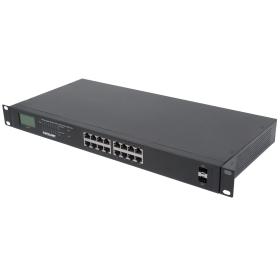 Intellinet 16-Port Gigabit Ethernet PoE+ Switch mit 2 SFP-Ports und LCD-Anzeige, LCD-Anzeige, IEEE 802.3at af Power over