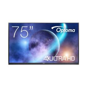 Optoma 5752RK+ Interactive flat panel 190.5 cm (75") LED 400 cd m² 4K Ultra HD Black Touchscreen Built-in processor Android 11