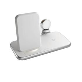 ZENS 4 in 1 Stand+Watch Wireless Charger Aluminium – White