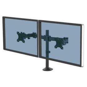Fellowes Reflex Dual Monitor Arm - Dual Monitor Mount for 8KG 27 Inch Screens - Adjustable Monitor Desk Mount - Tilt 45° Pan