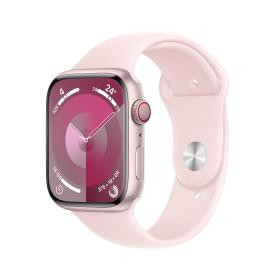 Apple Watch Series 9 GPS + Cellular 45mm Pink Aluminium Case with Light Pink Sport Band - M L