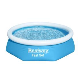 Bestway Fast Set 57450 Aufstellpool Gerahmter aufblasbarer Pool Rund Blau, Weiß