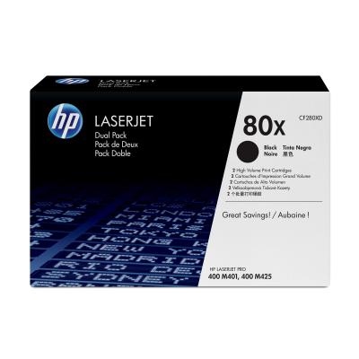 HP 80X pack de 2 cartouches authentiques de toner LaserJet noir grande capacité