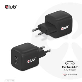 CLUB3D Travel Charger PPS 45W GAN technology, Dual port USB Type-C, Power Delivery(PD) 3.0 Support