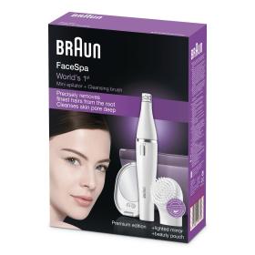 Braun Épilateur visage & brosse nettoyage facial Visage 830 édition Premium avec miroir et trousse de toilette
