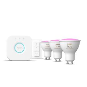 Philips Hue White and colour ambience Starter kit  3 GU10 smart spotlights + dimmer switch