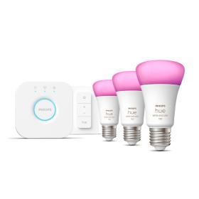 Philips Hue White and Color ambiance Starter-Set  E27 - Lampe A60 Dreierpack + Dimmschalter