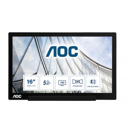 AOC 01 Series I1601FWUX pantalla para PC 39,6 cm (15.6") 1920 x 1080 Pixeles Full HD LED Negro