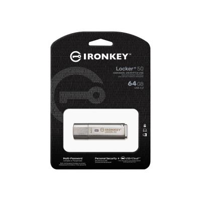 Accor pølse Falde sammen ▷ Kingston Technology IronKey Locker+ 50 USB flash drive 64 GB USB Type-A  3.2 Gen 1 (3.1 Gen 1) Silver | Trippodo