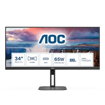 AOC V5 U34V5C BK Monitor PC 86,4 cm (34") 3440 x 1440 Pixel UltraWide Quad HD LCD Nero