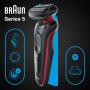 Braun Series 5 51-R1200S afeitadora Máquina de afeitar de láminas Recortadora Negro, Rojo