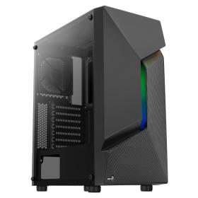 Aerocool SCAPEBKV1 Gaming ATX Case Front RGB LED Tempered Glass 12cm Fan Black