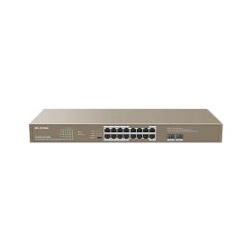 IP-COM Networks G1118P-16-250W Netzwerk-Switch Unmanaged Gigabit Ethernet (10 100 1000) Power over Ethernet (PoE) Braun