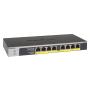 NETGEAR GS108LP No administrado Gigabit Ethernet (10 100 1000) Energía sobre Ethernet (PoE) 1U Negro, Gris