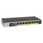 NETGEAR GS108LP No administrado Gigabit Ethernet (10 100 1000) Energía sobre Ethernet (PoE) 1U Negro, Gris