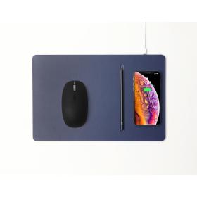 POUT Hands3 Pro Combo - Set, wireless mouse and mouse pad with fast wireless charging, colour dark blue