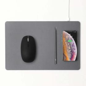 POUT Hands3 Pro Combo - Set, wireless mouse and mouse pad with fast wireless charging, grey