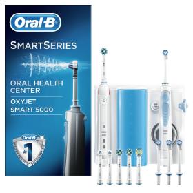 Oral-B Smart 5000 + Oxyjet Adulto Cepillo dental oscilante Azul, Blanco