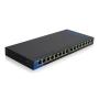 Linksys LGS116P Non gestito Gigabit Ethernet (10 100 1000) Supporto Power over Ethernet (PoE) Nero